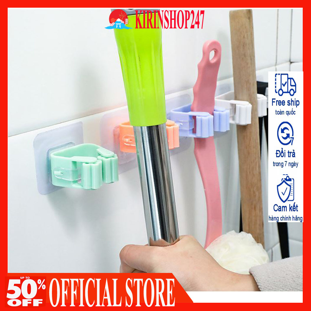 Móc treo chổi, treo cây lau nhà dán tường siêu chắc