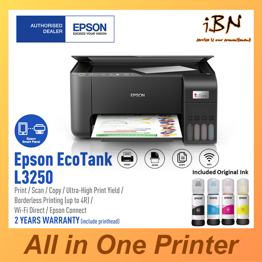 Epson EcoTank L3250 A4 Wi-Fi All-in-One Ink Tank Printer (2-Years & 30,000 prints Warranty)