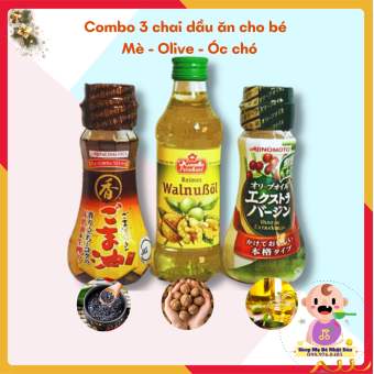 Combo 3 Chai Dầu Ăn Dặm Cho Bé - Dầu Mè, Dầu Olive, Dầu Óc Chó