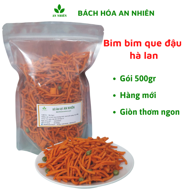 Bim bim que đậu hà lan An Nhiên 500gr bánh snack ăn vặt