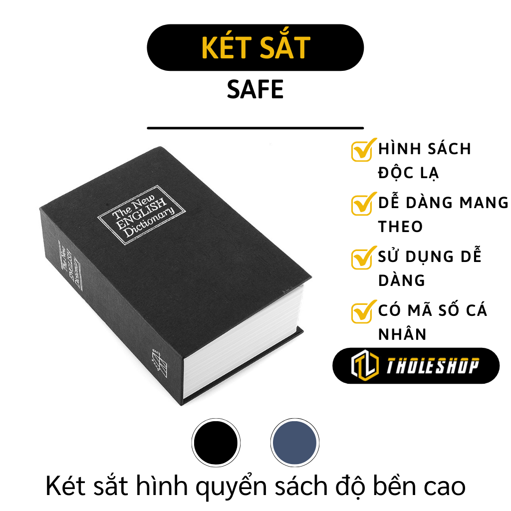 Két sắt hình quyển sách thiết kế sáng tạo, có khóa và mã số cá nhân - Hộp tiết kiệm tiền an toàn cuốn từ điển