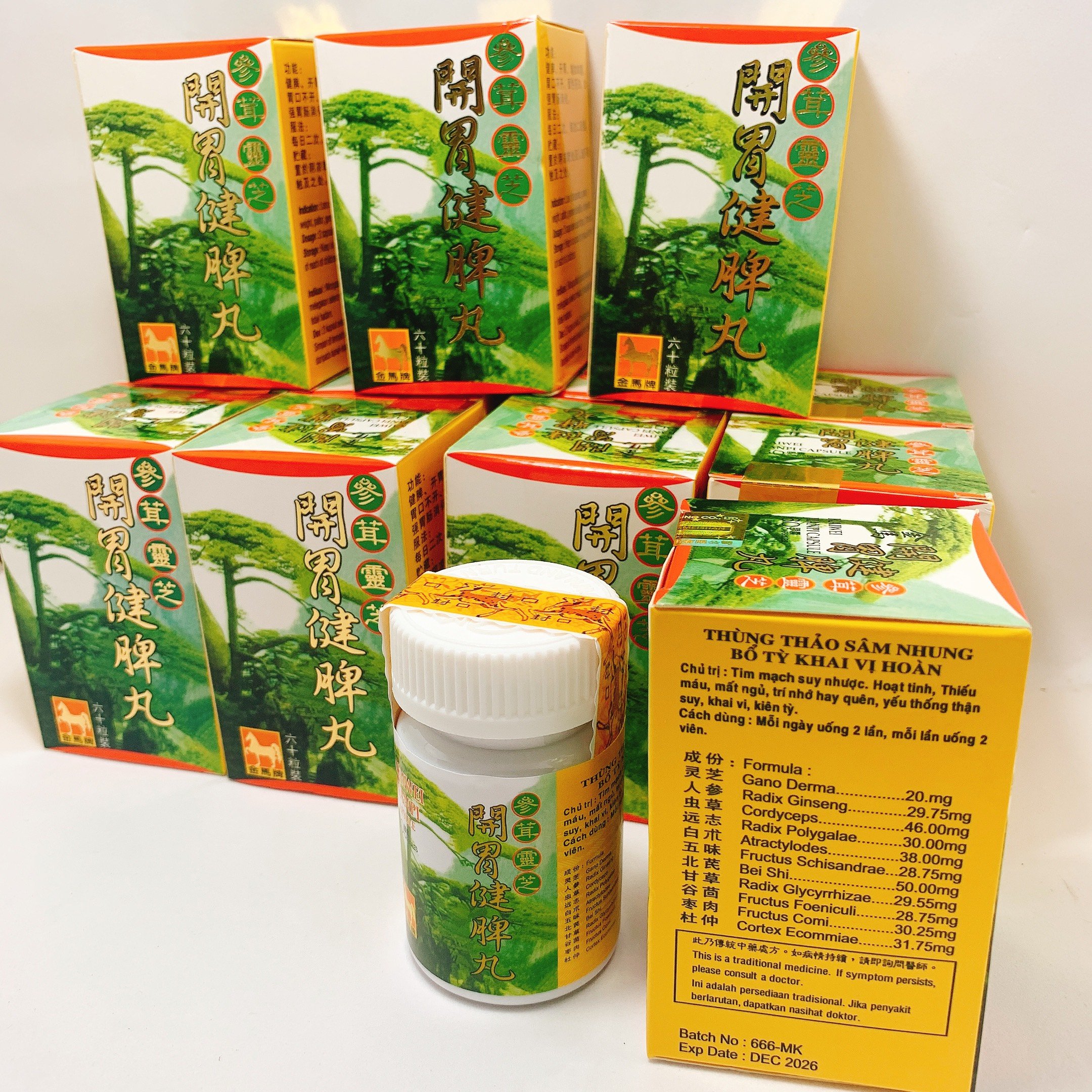 NGỰA BỔ TRÙNG THẢO SÂM NHUNG BỔ TỲ KHAI VỊ HOÀN 60 VIÊN – HỖ TRỢ TĂNG CÂN