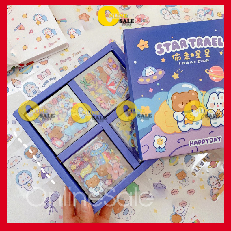 Bộ 1000 sticker cute đẹp dễ thương giá rẻ dán trang trí sổ điện thoại cốc laptop ..có hộp đựng đi kèm - Sticker- sticker đẹp- sticker dễ thương