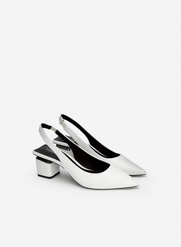 Vascara giày slingback bít mũi nhọn gót trụ cut-out - bmn 0531