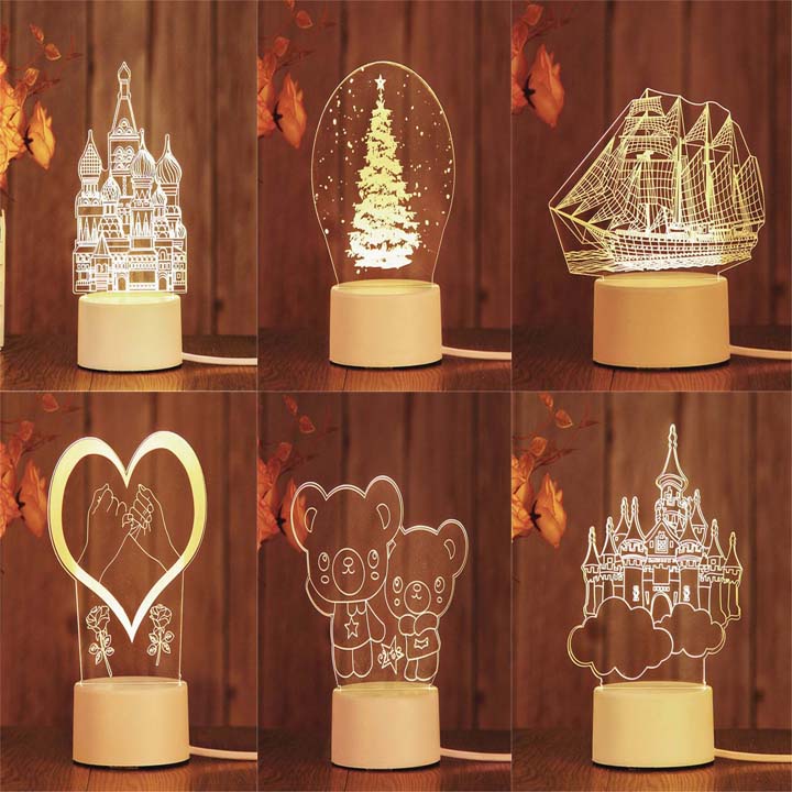 đèn nhỏ trang trí trong phòng - đèn 3d thay thế cho đèn ngủ - 3 mức ánh cho mọi hoàn cảnh