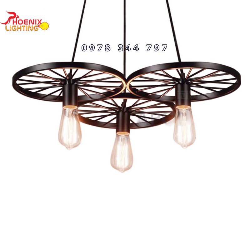 Đèn thả bộ 3 bánh xe trang trí nhà hàng, quán cà phê đẹp