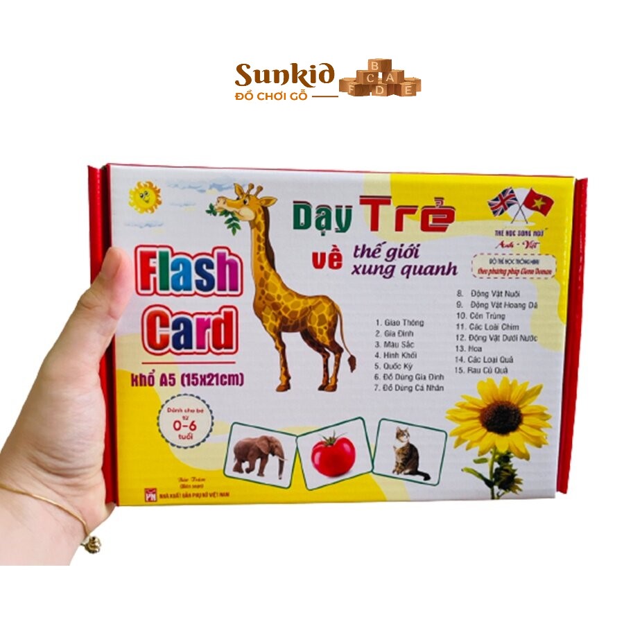 Bộ thẻ học thông minh size lớn khổ A5 15*21 - flashcard cho bé