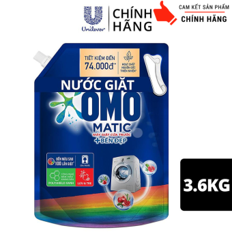 Nước giặt OMO Matic chuyên dụng Cửa Trước Bền Màu với tinh chất Lựu Tre 3.6kg