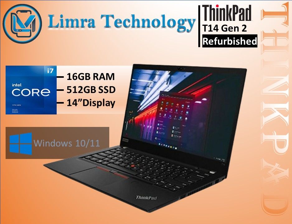 Lenovo Thinkpad T14 Gen 2 I7-11Th Gen 16Gb Ram 512Gb Ssd Business
