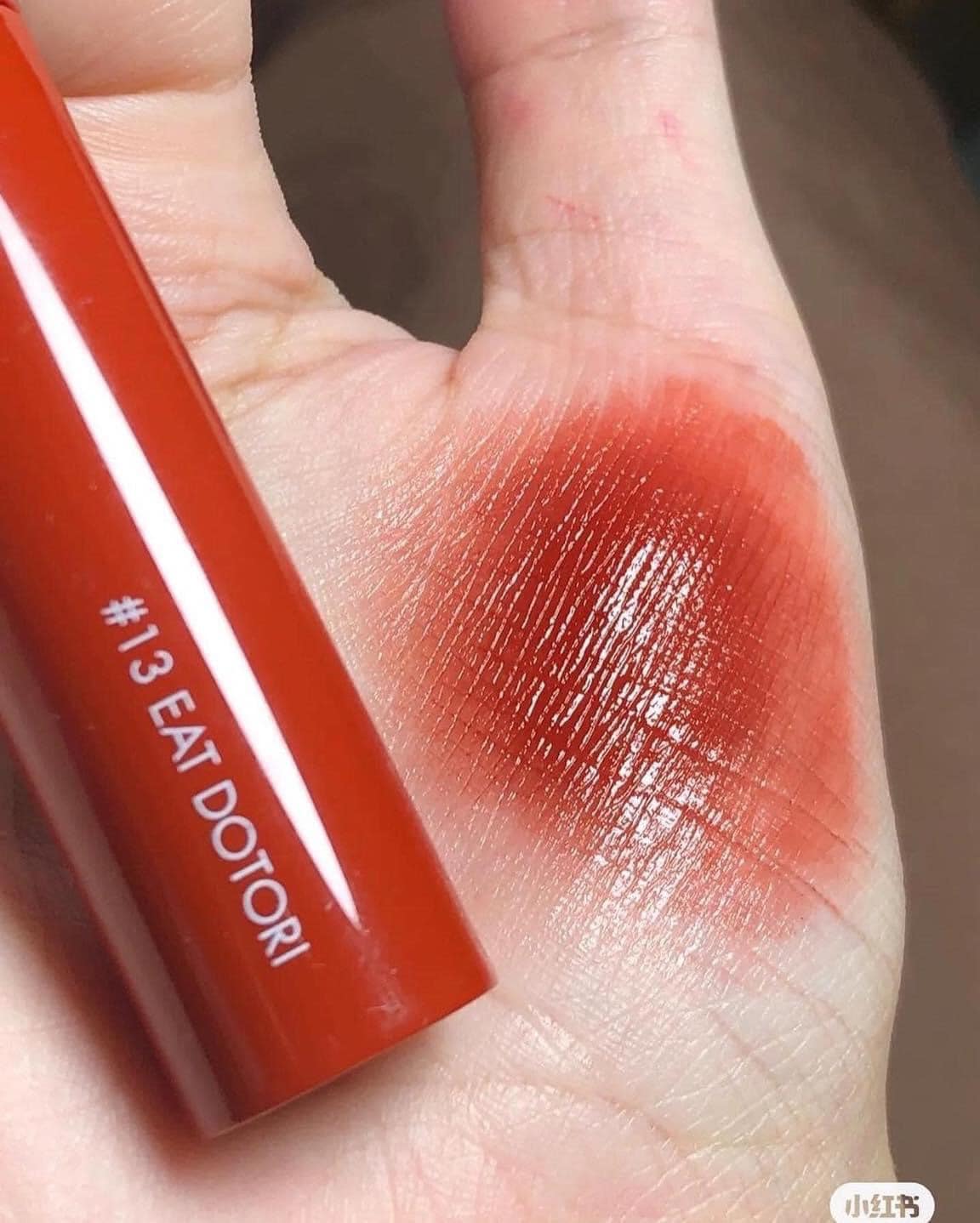 son romand bóng màu 13 đỏ nâu ánh cam (Romand Juicy Lasting Tint 13)