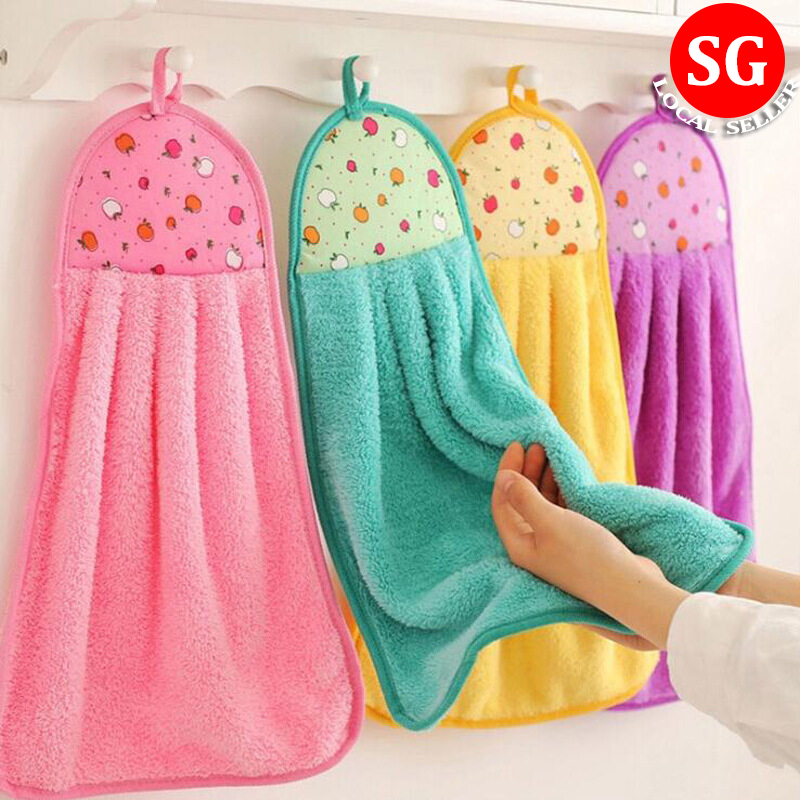 5pcs Hand Towels With Hanging Loop For Bathroom And Kitchen, Hanging Band  Towel - Ultra Soft And Highly Absorbent Microfiber Coral Fleece, Quick