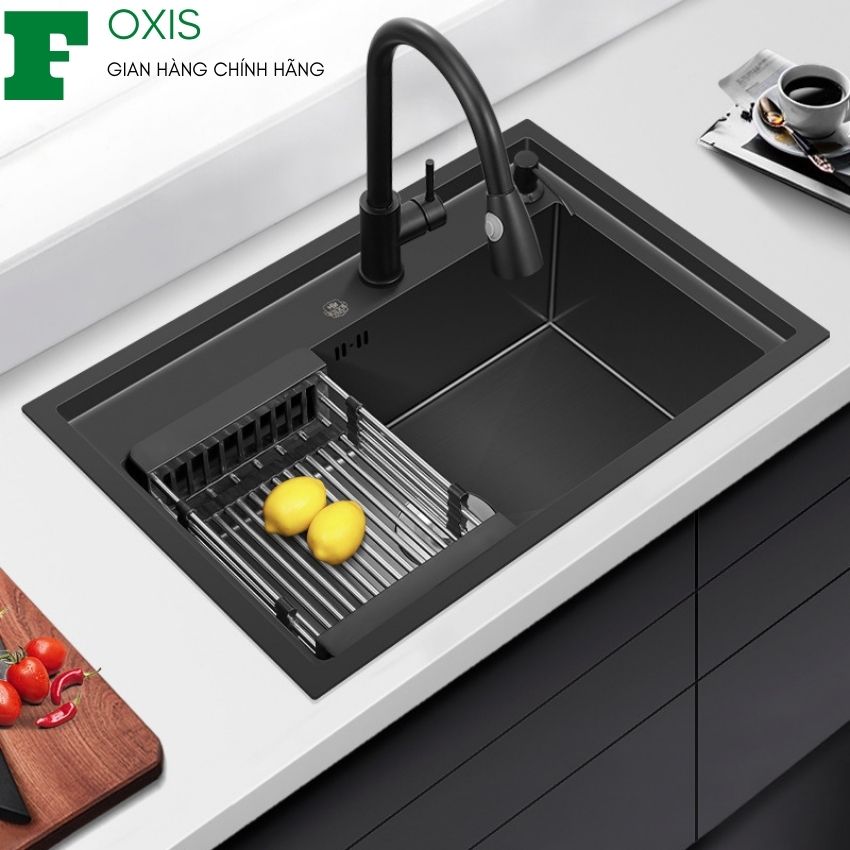 Chậu Rửa Chén Bát 1 Hố Cỡ Lớn GRUNDER 7846ND, Inox 304 Công Nghệ Nano Siêu Bền, Chống Bám Dính, Chống Trầy Xước, Bảo Hành 3 Năm