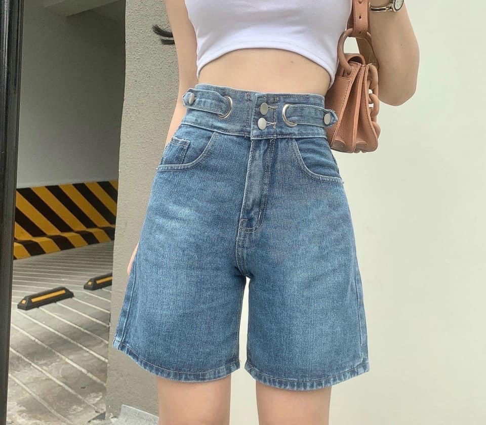 Quần sọt jean nữ lưng cao, quần ngỗ nữ , quần sọt bò nữ chất dày mịn xưởng jean minh huyền