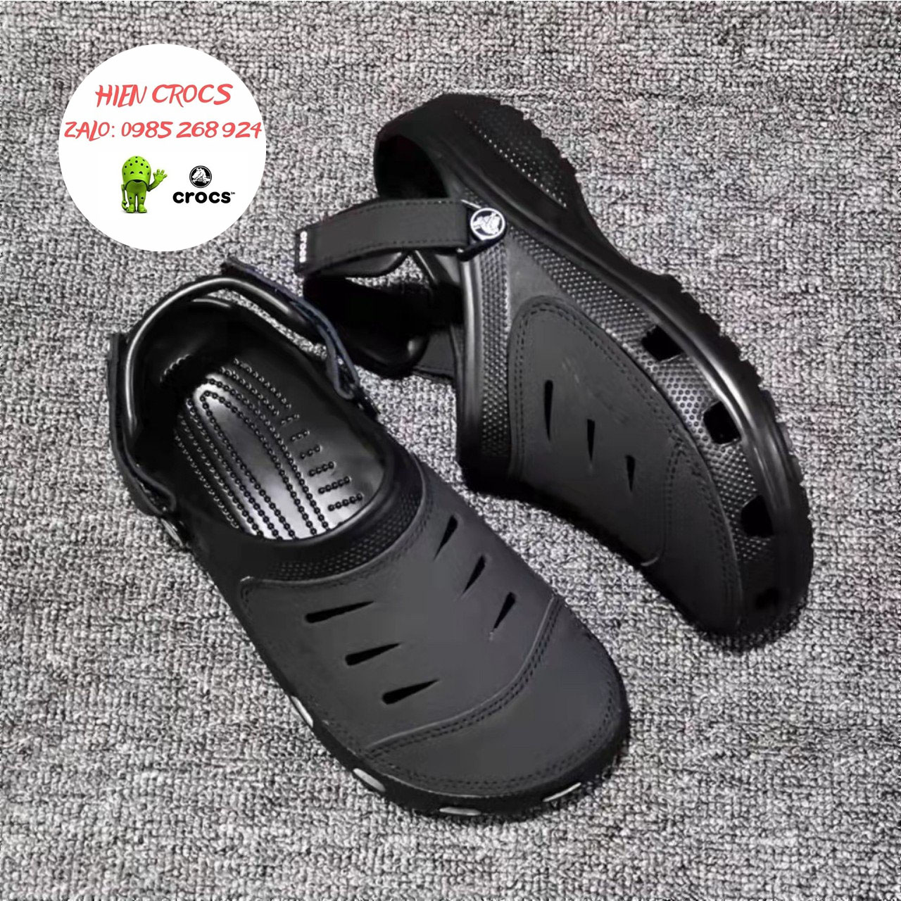 DÉP SỤC NHỰA ĐI MƯA -CROCS-YUKON-SPORT-CLOG CHO NAM MÀU ĐEN 