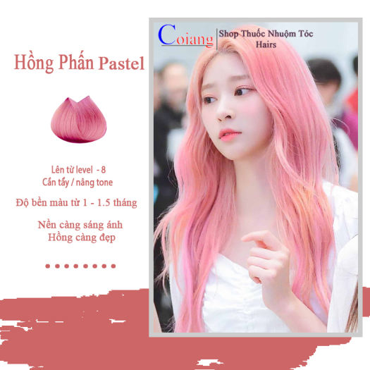Thuốc nhuộm tóc màu HỒNG PASTEL tặng thuốc tẩy sử dụng tại nhà nhiều thảo dược coiang88