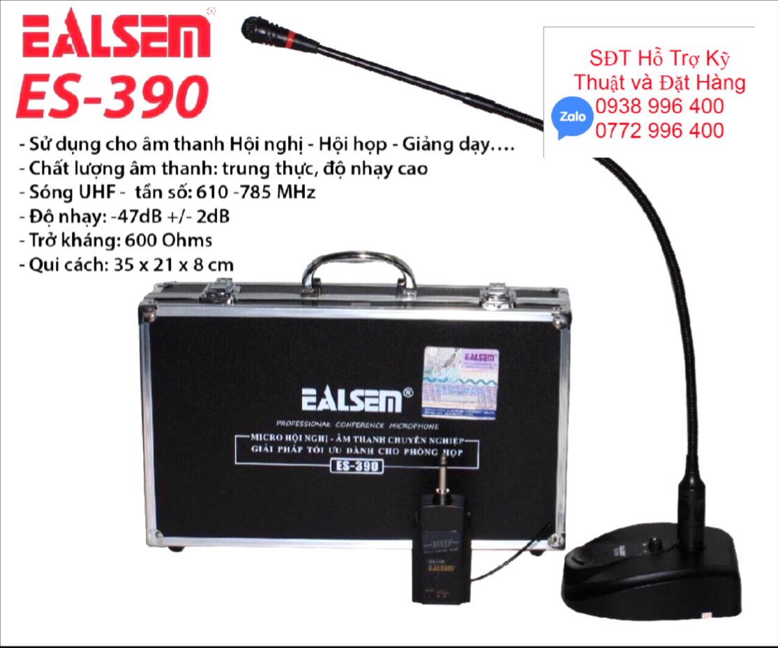 Micro hội nghị không dây Ealsem ES 390 thế hệ mới - mic cổ ngỗng