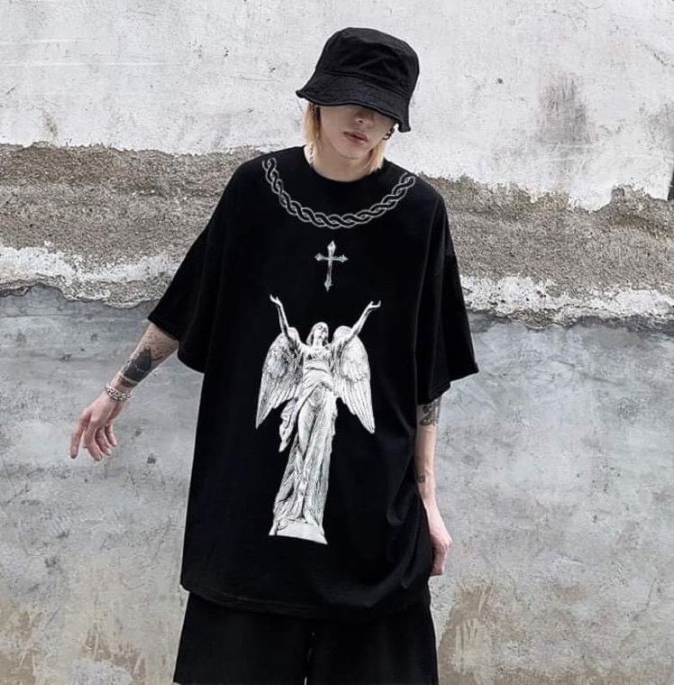 Áo áo thun tay lỡ maria mikenco chữ vòng cổ siêu hot a78