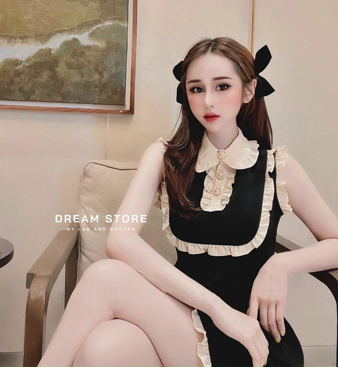 Đầm xòe dự tiệc bâu sam phối voan siêu xinh ttt gb12