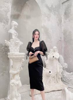 ĐẦM CỔ VUÔNG KHOE DÁNG CỰC SANG CHẢNH THỜI TRANG LULY FASHION NS15