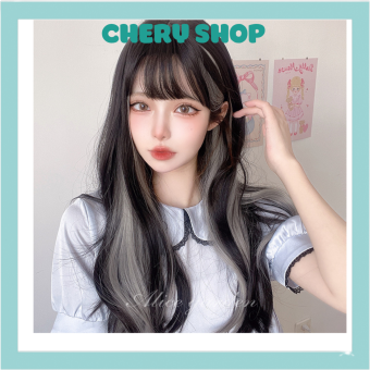 Tóc giả nữ nguyên đầu thẳng cúp nhẹ phối light xám khói tặng kèm lưới trùm cao cấp mã S1278