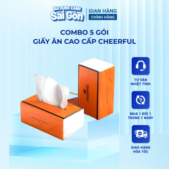 COMBO 5 GÓI Giấy ăn cao cấp CHEERFUL, khăn giấy gói rút, khăn ăn siêu dai MÀU CAM nội địa Trung, giấy ăn siêu dai loại đẹp và mềm mịn, không bở khi gặp nước, khăn giấy ăn, khăn giấy, khăn ăn, khăn giấy ăn, khăn giấy loại dày,
