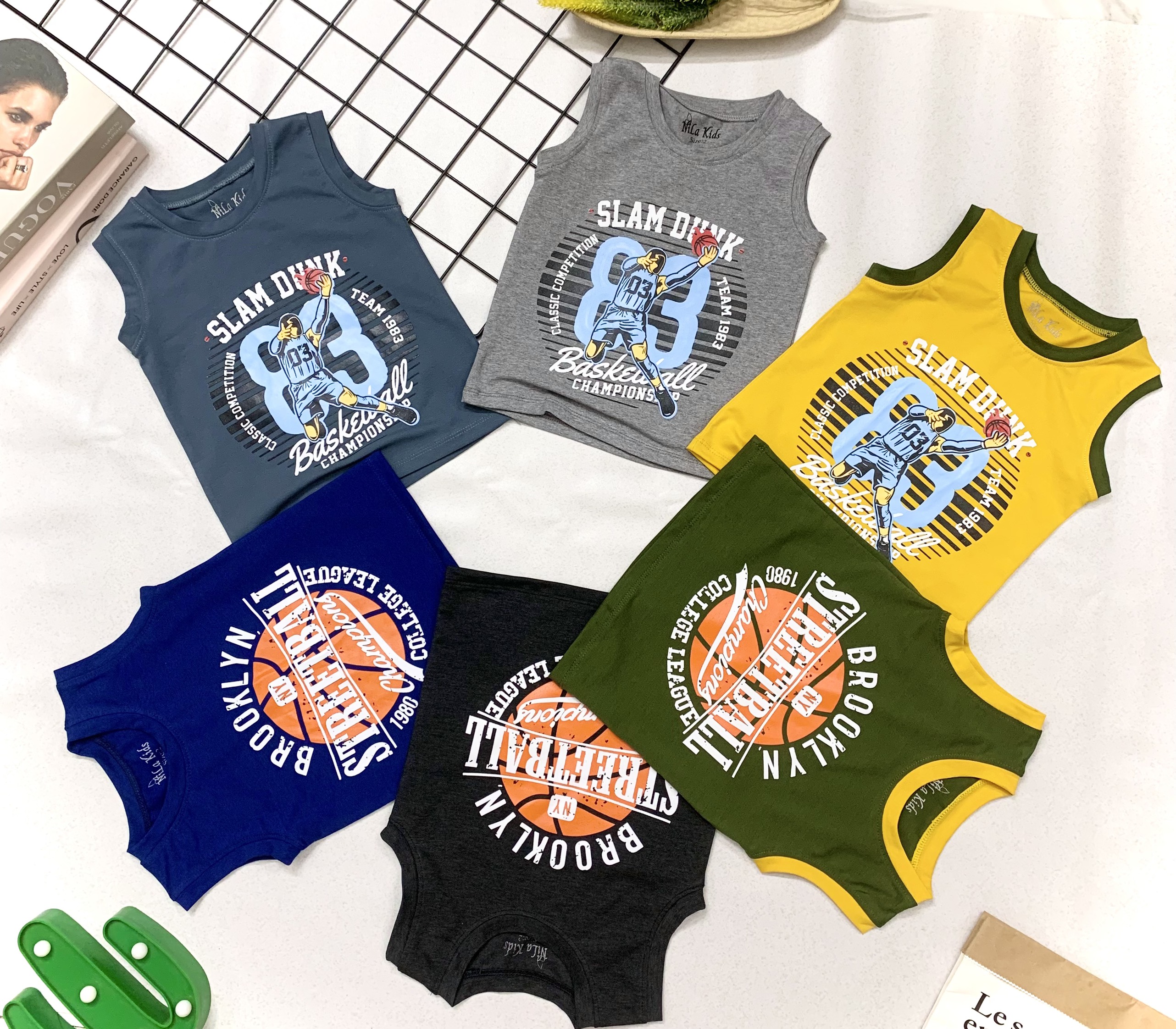 Áo thun ba lỗ bé trai chất liệu thun cotton 100% mềm mịn mát cho bé từ 8-35 kg
