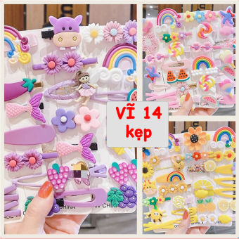 NGUYÊN VĨ Set 14 Kẹp Tóc Cho Bé Gái Phong Cách Hàn Quốc Dễ thương hottrends 2021 dành cho các bé gái Hebikids