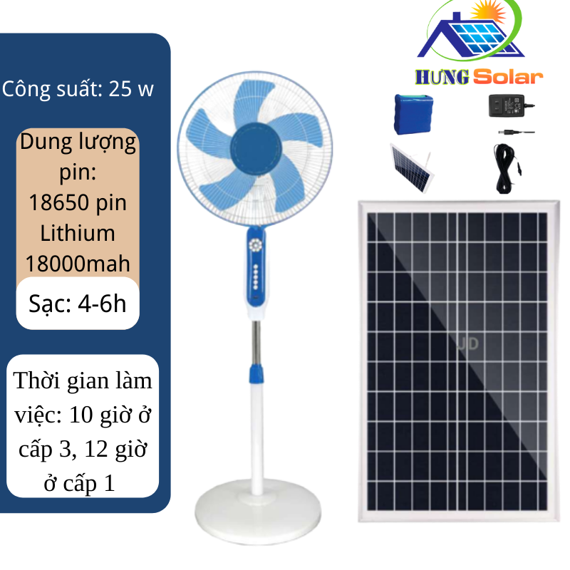 Quạt năng lượng mặt trời mini cao cấp solar fan HaHu, jindian công suất 25,50w giá rẻ 2023