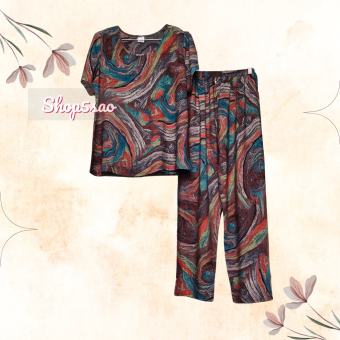 Đồ bộ lanh (tole) NHUNG trung niên SHOP5SAO tay ngắn quần dài [CÓ BIGSIZE] (50-80kg)