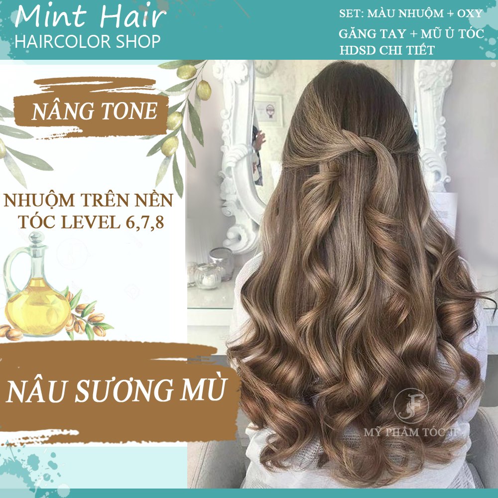 Kem nhuộm tóc thảo dược nâu sương khói - nhuộm trên nền tóc level 6 - tặng oxy