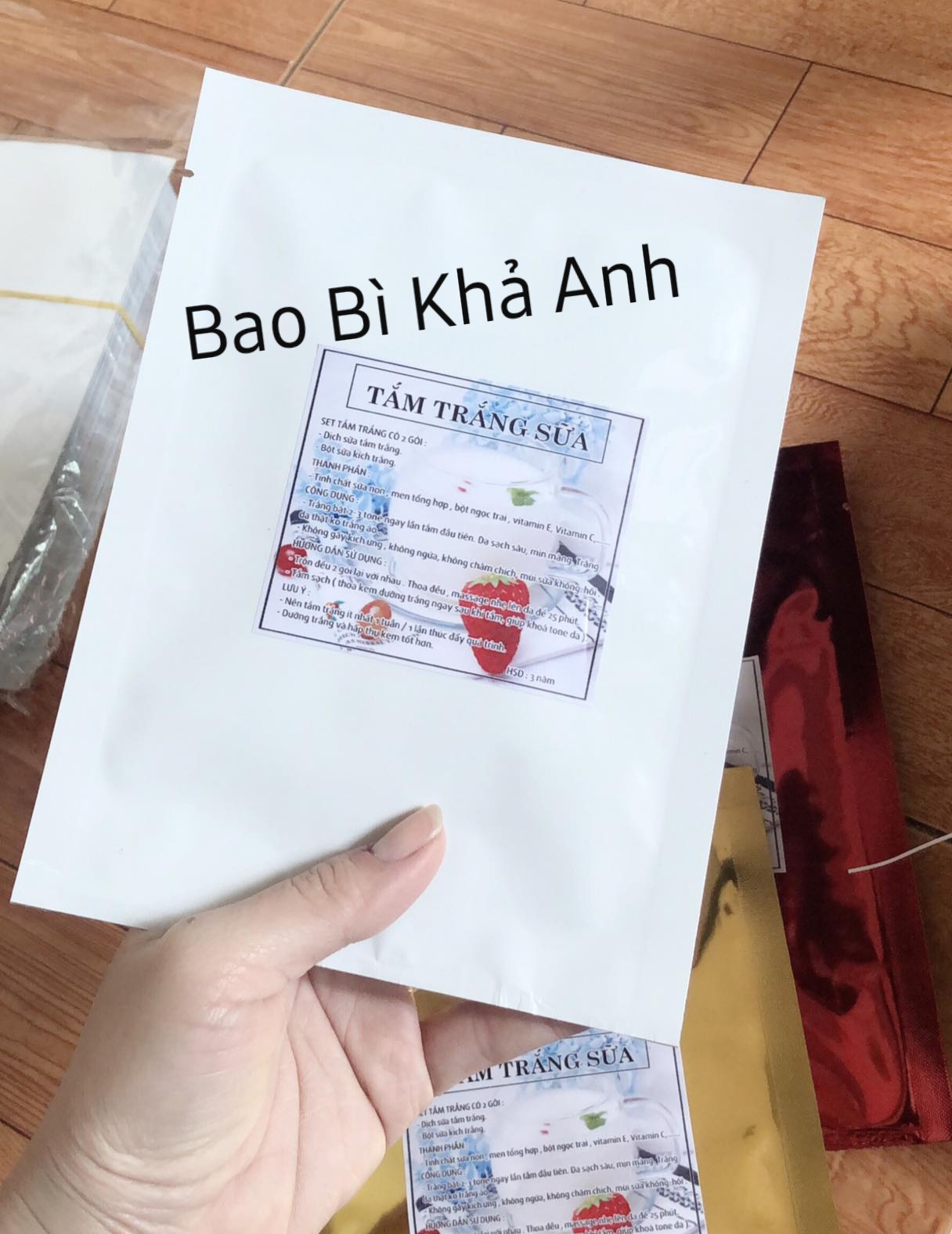 1kg túi 3 biên trắng sữa -dùng máy ép 3 biên nhiều size khách chọn - 1kg - bao bì khả anh