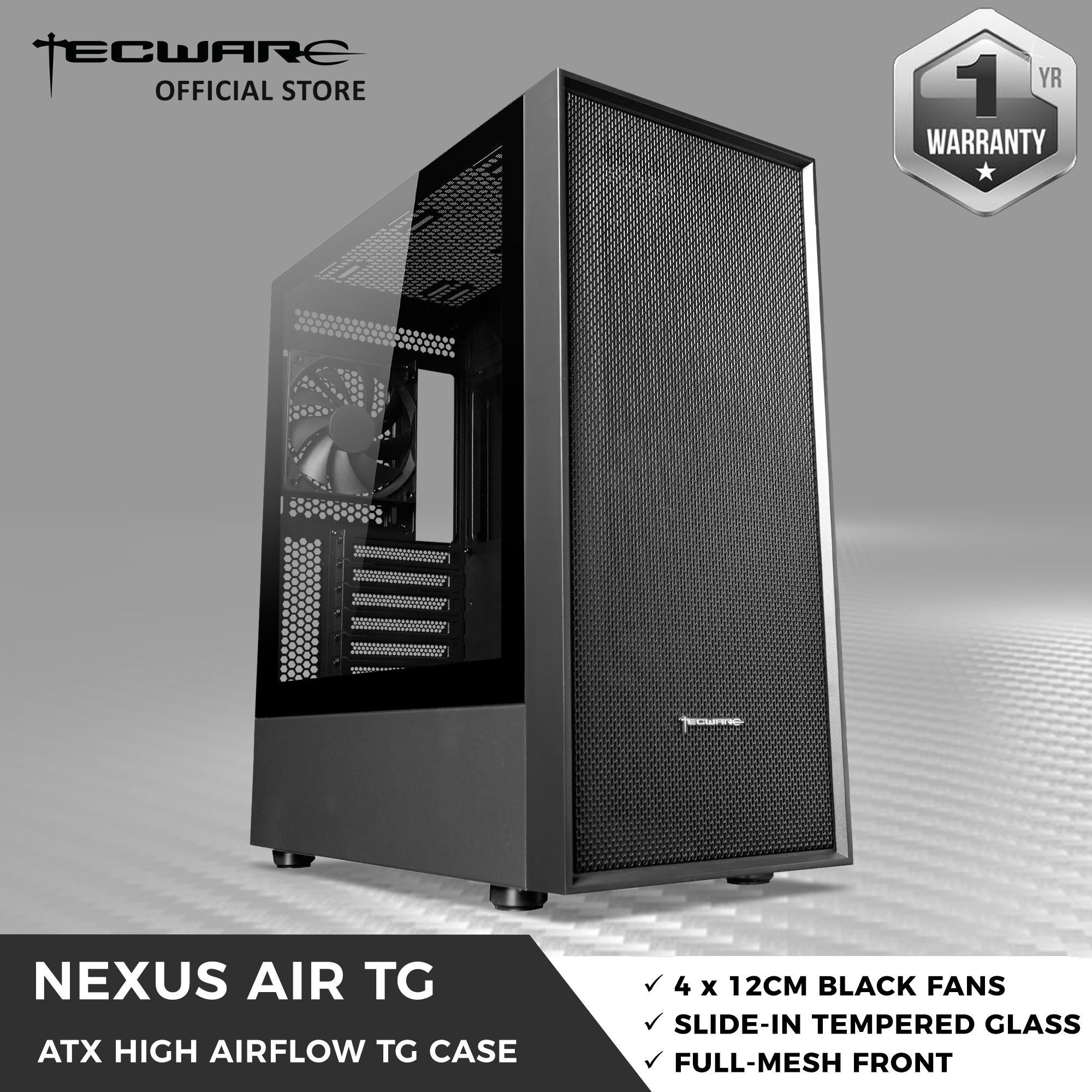 Qoo10 - Tecware Forge M2 Tempered Glass mATX case with 3 x 12cm