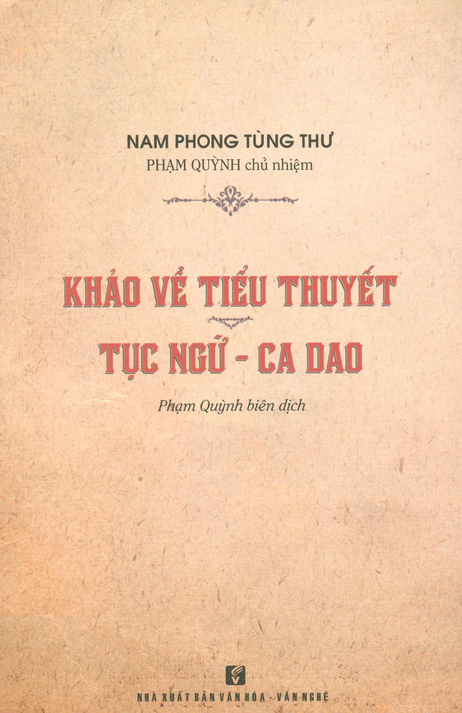 Nxbhcm - sách khảo về tiểu thuyết - tục ngữ ca dao
