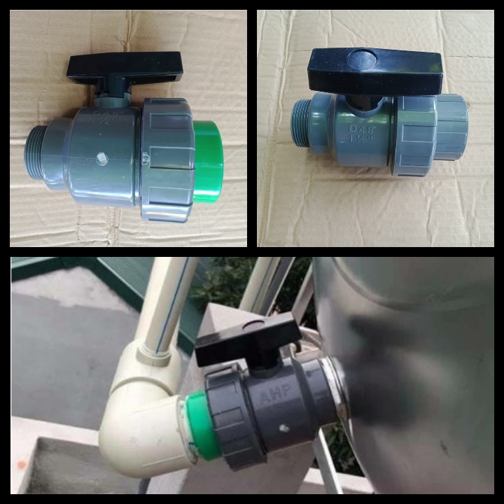 Van bồn, van bi rắc co ren ngoài D48 lắp bồn nước