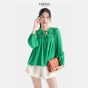 Áo Kiểu Nữ Thời Trang HNOSS Tay Dài Rút Nhún Cổ HNAKI081