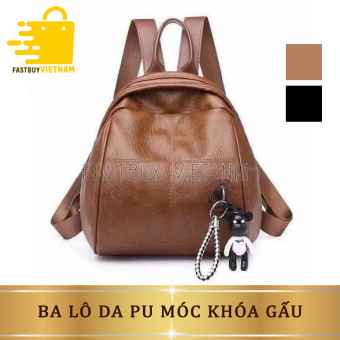 Balo thời trang du lịch, đi học, Balo gấu nữ chất liệu da PU +Tặng Móc Gấu Dễ Thương