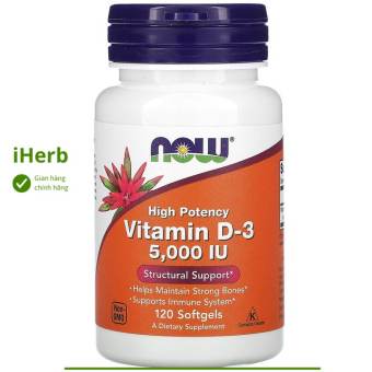 NOW Foods, Vitamin D-3, 125 mcg (5,000 IU), 120 Softgels - iHerb Việt Nam