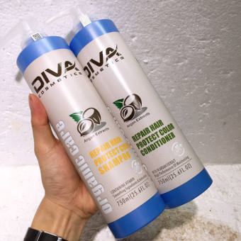 Cặp Dầu Gội Xả Phục Hồi Giữ Màu Tóc Diva Dừa 750ml