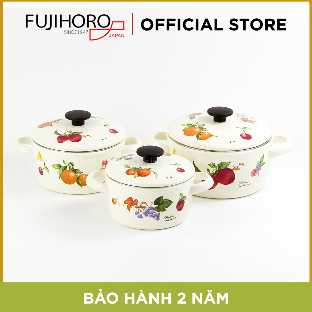 Bộ 3 nồi tráng men cao cấp Nhật Bản Fujihoro FRV-3
