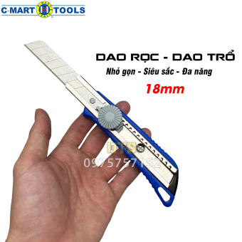 Dao rọc giấy đa năng có núm xoay chính hãng C-MART A0001, dao trổ 18mm cố định lưỡi dao siêu sắc, khung kim loại siêu bền, dao cắt decal, dao cắt giấy, rọc băng dính, dao rọc giấy A100 cắt thùng bìa carton, dao rọc giấy to