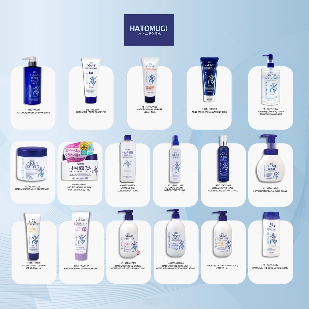Hatomugi, ý dĩ, Bộ Sản Phẩm Chăm sóc da Hatomugi Dưỡng Trắng Cấp Ẩm Chiết Xuất ý dĩ Hàng Nhật Nội Địa, combo hatomugi Nhật Bản