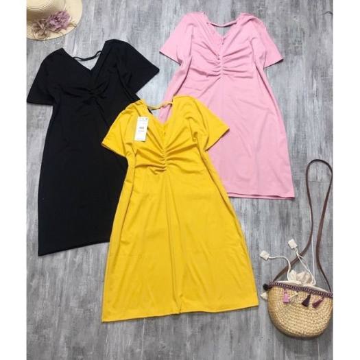 Váy thụng dúm ngực dây lưng Hana