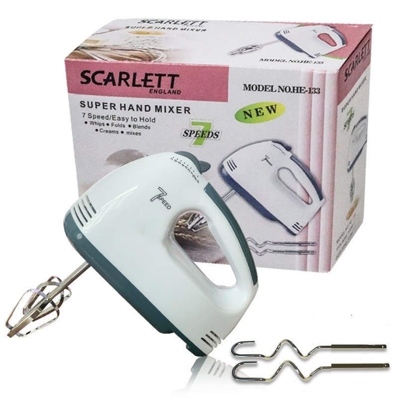 Máy nhồi bột, đánh trứng giá rẻ - Máy đánh trứng cầm tay mini 7 tốc độ công suất 180W đánh bọt cà phê đánh trứng đánh kem tiện lợi, … Máy vận hành êm ái và ổn định cao.