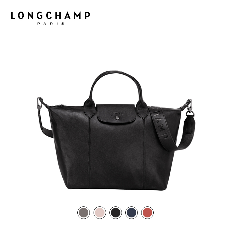 Longchamp túi nữ le pliage cuir cỡ trung túi xách da cừu túi bánh bao gập được túi đeo chéo & đeo vai
