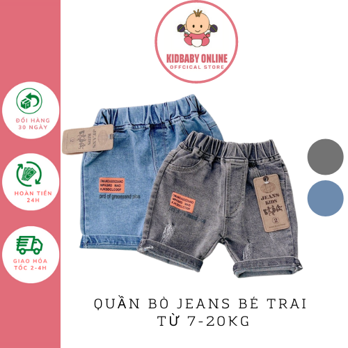 Quần bò Jeans cho bé trai Kidbabyonline K105- quần short bò cho bé trai từ 7-20kg