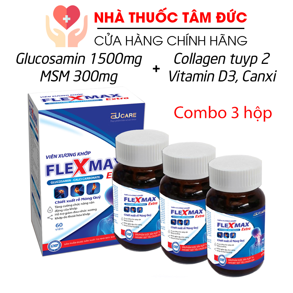 Combo 3 hộp Viên Xương Khớp Glucosamine 1500mg Flexmax giảm đau mỏi xương