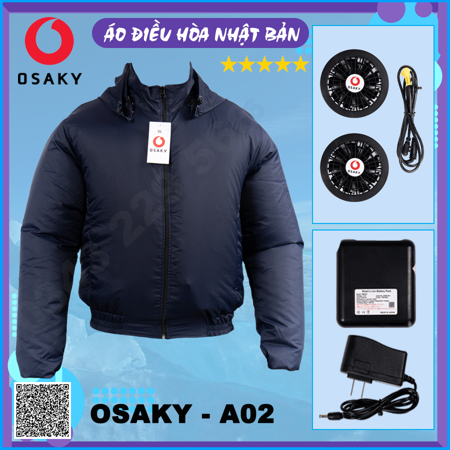 Áo điều hòa nhật bản, áo quạt gió osaky chống nắng nóng cao cấp - màu xanh than