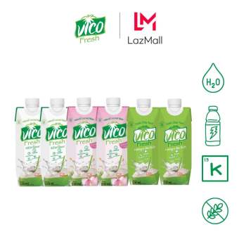Combo 6 hộp nước dừa Vico Fresh 330ml (2 Xiêm, 2 Sen, 2 Dứa)