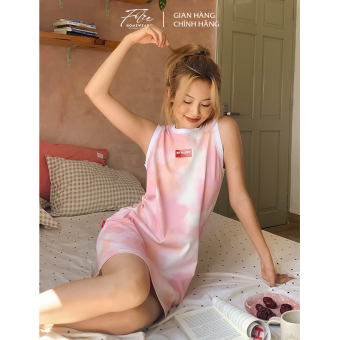 FolieHomewear Đầm suông mặc nhà chất liệu thun cotton FD31.1