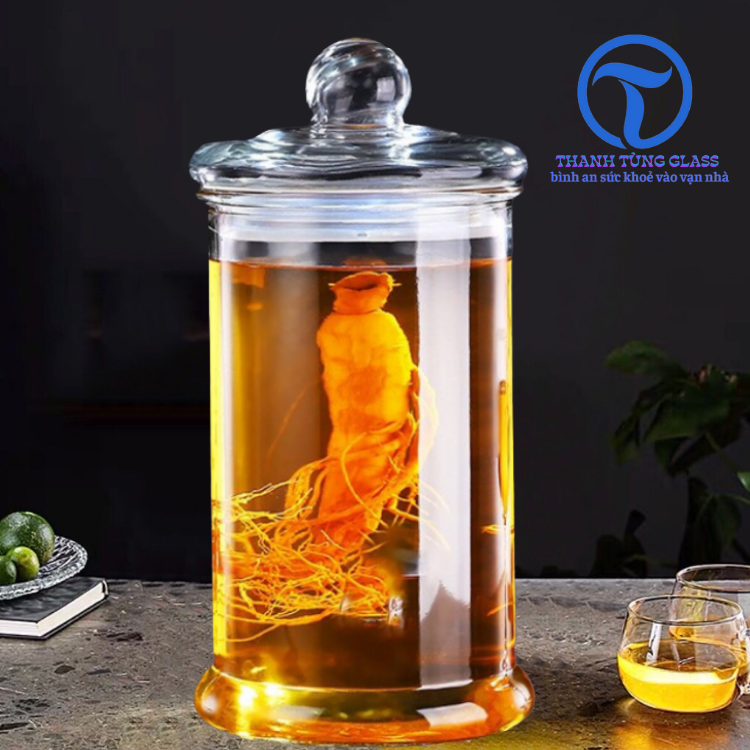 Bình ngâm thuỷ tinh trụ trơn 8 lít không van